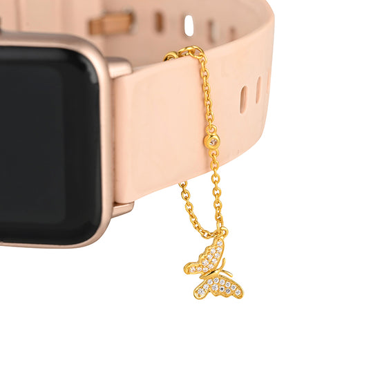 Lucky Butterfly yellow in Gold, diamonds watch charm