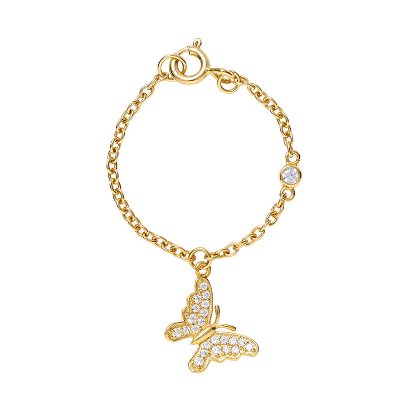 Lucky Butterfly yellow in Gold, diamonds watch charm