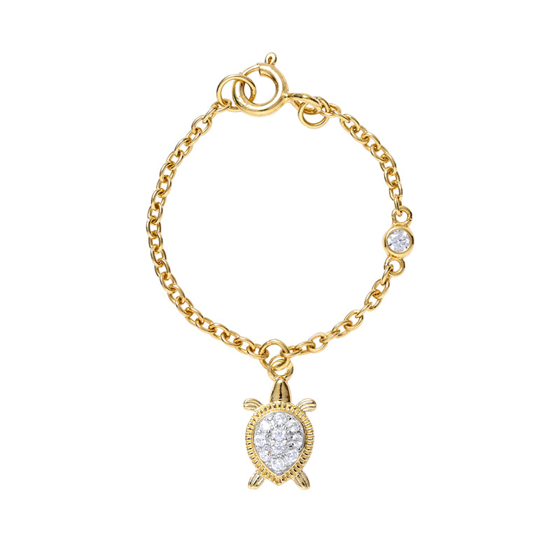 Load image into Gallery viewer, Lucky Turtule watch charm  in yellow gold with diamond
