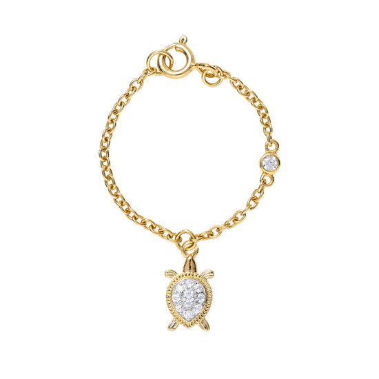 Load image into Gallery viewer, Lucky Turtule watch charm  in yellow gold with diamond
