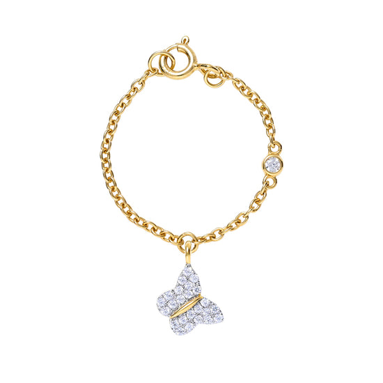 Lucky Butterfly watch charm in 14 kt gold with diamonds