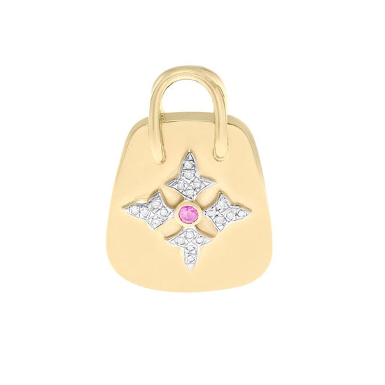 Load image into Gallery viewer, 14 Ct yellow Gold Diaomnds &amp;amp; Pink sapphire Bag Pendnet
