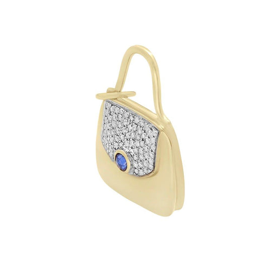 Load image into Gallery viewer, 14 Ct yellow Gold Diaomnds &amp;amp; Sapphire Bag Pendnet
