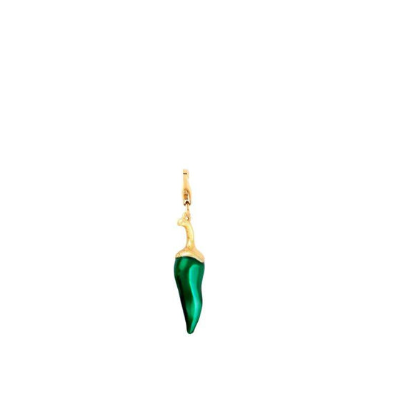 14ct Yellow Gold Red and Green Enameled Chilies Charm Necklace