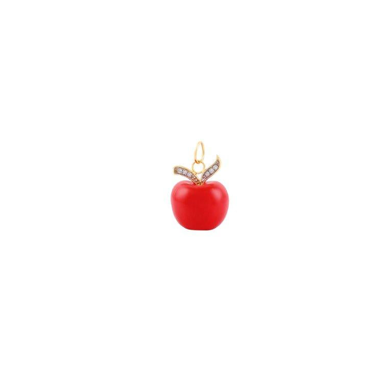 Load image into Gallery viewer, Red Enameled Apple Charm
