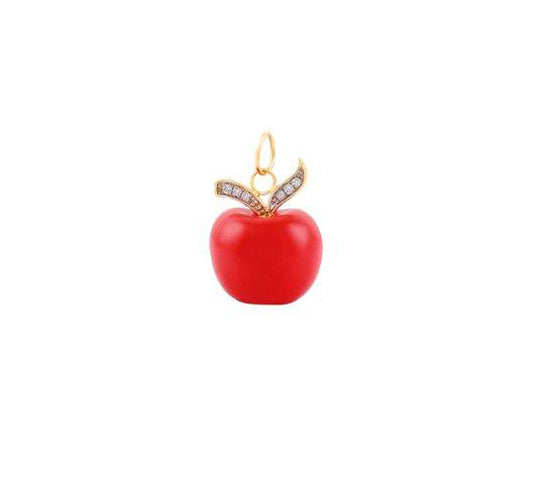 Load image into Gallery viewer, Red Enameled Apple Charm
