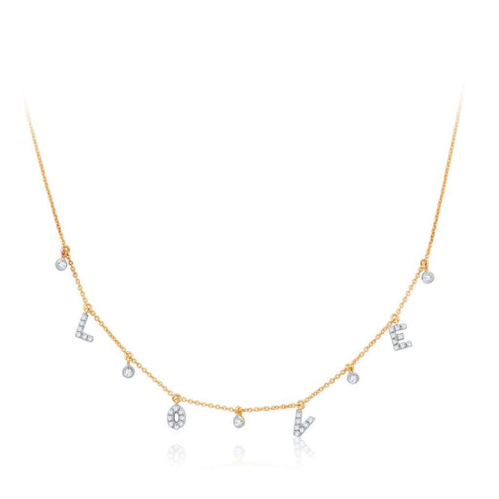 Load image into Gallery viewer, 14 Ct yellow Gold, Diamonds Love Necklace
